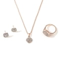 thumbnail image 3 of CILENON Jewelry Necklace Earrings Ring Diamond Three Piece Set Love Friendship Promise Eternal Ring Exquisite Rings Necklace Earrings Jewelry Set Diamond Zircon Chain Pendant (Rose Gold,One Size), 3 of 6