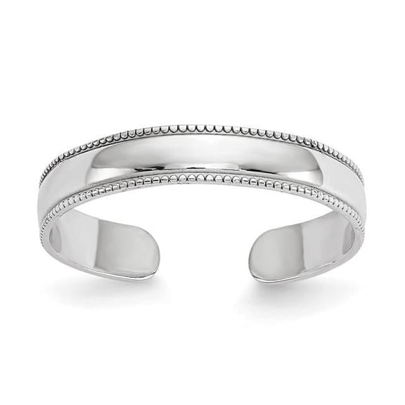 Primal Gold 10 Karat White Gold Mill Grain Adjustable Toe Ring