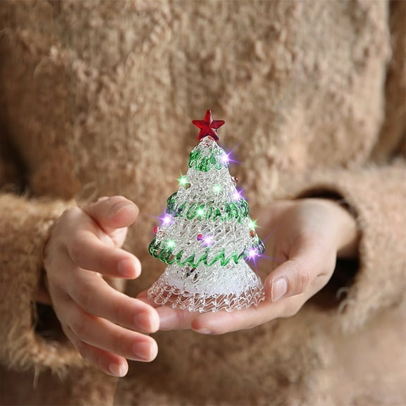ESULOMP Mini Crystal Christmas Tree Luminous Christmas Tree Ornament Christmas Series Gift Christmas Decoration Ornament