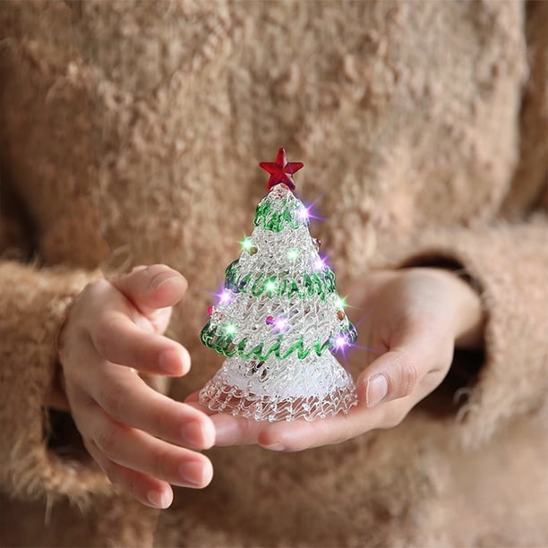 pstuiky Mini árbol de Navidad de cristal adorno luminoso para árbol de Navidad serie navideña regalo decoración navideña adorno