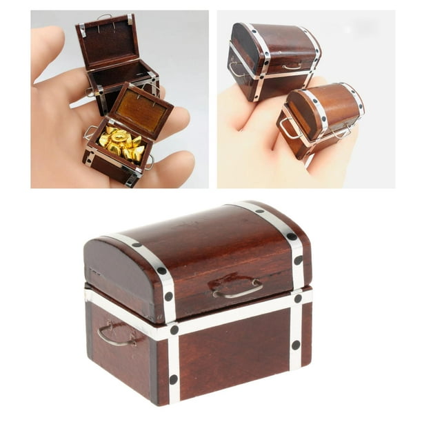 Miniature Storage Case,Jewelry Organizer Miniature Wood Storage Case,Retro Miniature Wood Storage Box Doll accessory,1:12 Ddjd Doll Miniature Play Set