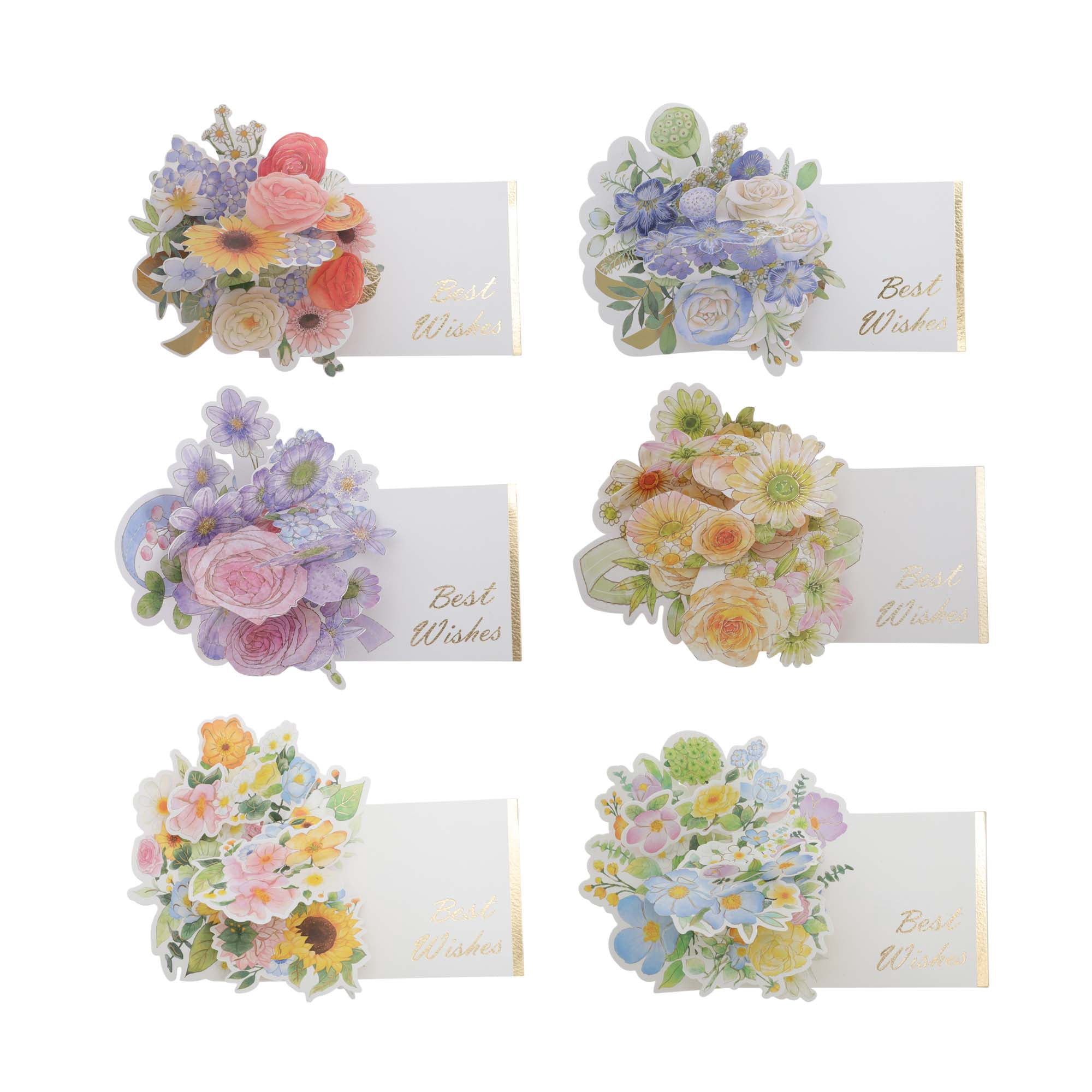Unique Bargains Pops Up Bouquet Card 3D Greeting Cards with Envelope Purple