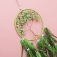 thumbnail image 2 of Woven Net/Web with Feather Pendant Decorations with Plastic Beads and Gemstone Chips Flat Round with Tree of Life for Home Decorations 700x161mm, 2 of 2