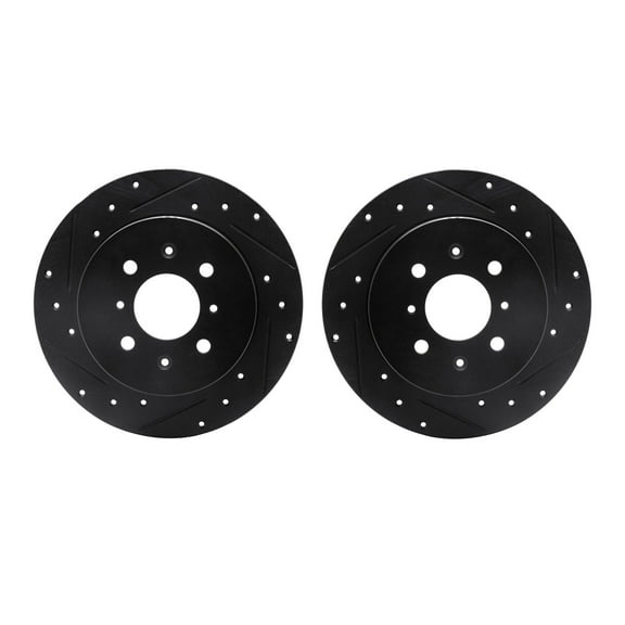 Dynamic Friction Company Rear Brake Rotors-Drilled and Slotted-Black 8002-59045
