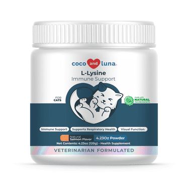L-Lysine Supplement for Cats 900mg/scoop - Cat Supplement for Sneezing and Runny Nose, Cat Cold, Cat Immune Support, Eye Function, and Respiratory Health – Lysine Powder for Cat 4.23oz