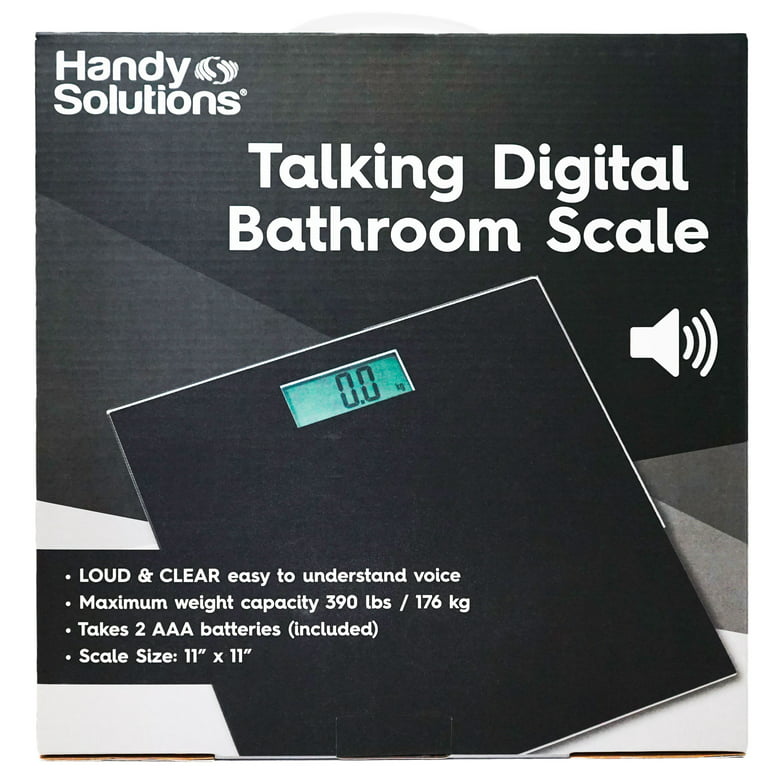 Handy Solutions Talking Digital Bathroom Scale with Voice Assistant, Size: Medium, Black