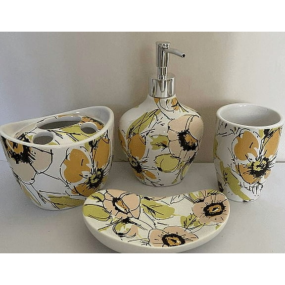 Heavenly Designs Watson Bathroom Accessories - Pastel Colors Ceramic Bathroom Set - Any Age