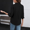 thumbnail image 6 of KDDYLITQ Shirts for Women Cotton Linen Lapel Collar 3/4 Sleeve Tops Collared Basic Work Polo Shirts Dressy 2026 Blouse Black S, 6 of 6