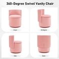 thumbnail image 3 of Furniliving Velvet Storage Vanity Chair, 360° Swivel Ottoman with Wavy Back & Hidden Compartment, Upholstered Accent Stool for Bedroom Living Room, Pink, 3 of 8