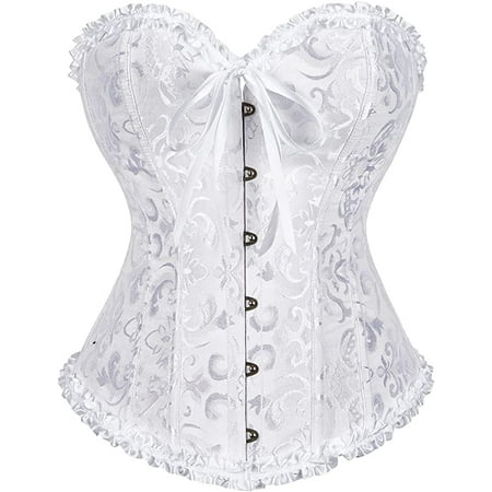 

QWZNDZGR Corset Tops for Women Bustier Shapewear Lingerie Lace Waist Push Up Bodysuit…
