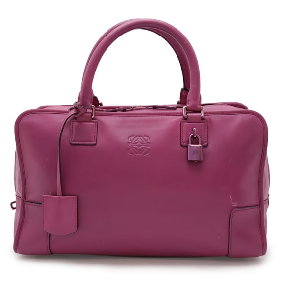 Pre-Owned LOEWE Amazona 36 Anagram Handbag in Purple Leather (Good)