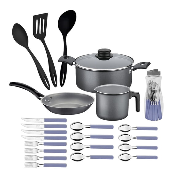 Bateria de cocina Tramontina Turim Con Antiadherente Starflon Max en Aluminio Negro 24 piezas