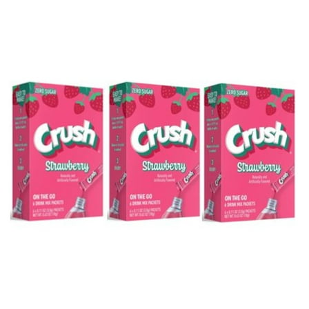 Crush Powder Drink Mix, Strawberry Singles to go, Pack of 3