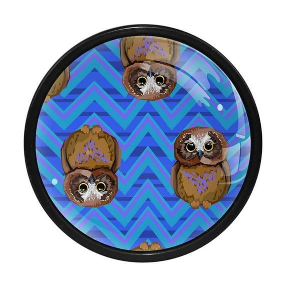 4 Pcs Owl Knobs for Kitchen Cabinet Cupboard Dresser Bookcase Drawer Pulls Handles Round Home Decor