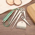 thumbnail image 4 of Uxcell Hand Loom Stick Set, 7pcs Knitting Tools Including Wood Weaving Crochet Needle Wooden Shuttle Wood Weaving Comb, 4 of 5
