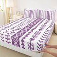thumbnail image 4 of jejeloiu Western Vintage Geometric Bed Sheets For Girls,Rustic Tribal Full Size Sheets,Purple White,4-Piece,1 Flat Sheet, 1 Fitted Sheet and 2 Pillowcases, 4 of 6