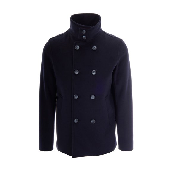 Herno Navy Blue High Neck Double-Breasted Coat (Men's)