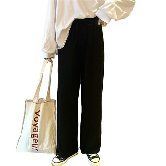 Sonducket Pantalones Mujer Pantalón Largo Pierna Ancha Pantalón Casual Mujer Cintura Alta Prendas para la parte inferior del cuerpo Negro S