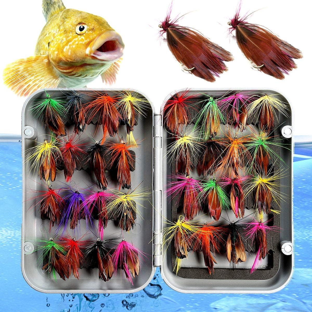 32PCS/Box Mixed Multicolor Butterfly Style Trout Flies Fishing Lure Fly