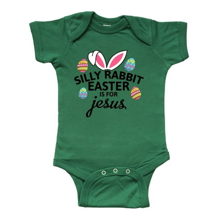 Bunny Infant Bodysuit - Silly Rabbit Easter is for Jesus with Bunny Head and Easter Eggs Infant Creeper