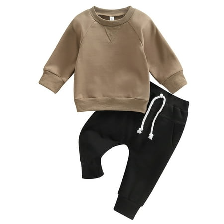 

Musuos 2pcs Baby Boys Long Sleeve Pullover Sweatshirt Tops Elastic Casual Pants