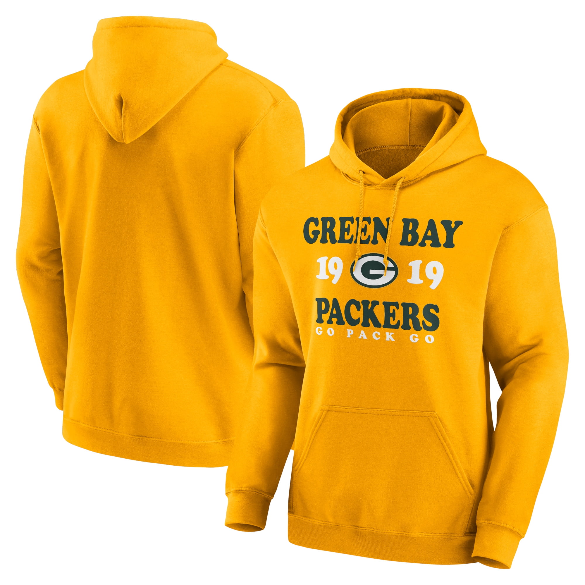 Men's Gold Green Bay Packers Fierce Competitor Pullover Hoodie