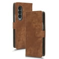 thumbnail image 5 of Wallet Case for Samsung Z Fold 3,Card Slots[RFID Blocking],Durable Flip Folio Kickstand Magnetic Closure Retro Premium Leather Wallet Wrist Strap Shockproof Case for Samsung Galaxy Z Fold 3, brown, 5 of 8