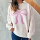 thumbnail image 1 of Ailaofu Womens Fall Winter Casual Sweater Cute Bow Crewneck Long Sleeve Baggy Knit Sweatshirt Top Trendy Aesthetic Clothes, 1 of 6