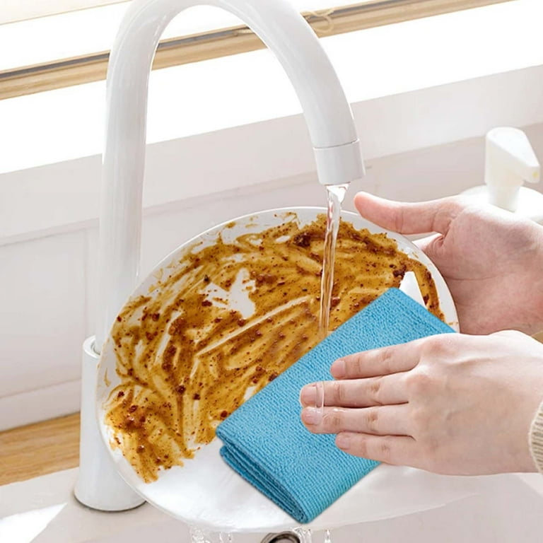 MakMeFre Microfiber Cleaning Cloths - 20 Pack, 30x30cm, Highly Absorbent & Reusable For Kitchen, Car, Windows