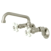 Kingston Brass KS613SN Kingston Two Handle Wall Mount Kitchen Faucet, Brushed Nickel