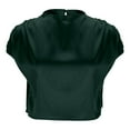 thumbnail image 4 of Timegard Tops for Women Trendy Satin Ruched Short Sleeve Back Button Cropped Top Slim Comfy Casual, 4 of 6