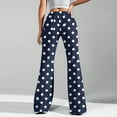 thumbnail image 6 of Women's Fashion Loose Drawstring Waist Polka Dot Printed Casual Sports Flared Pants, Elastic Joggers Sweatpants, Stylish Yoga Pants for Women,Blue,S, 6 of 8