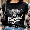 thumbnail image 2 of Highland Cow Vintage Cowgirl T-Shirt, Western Country Tee For Women, 2 of 6