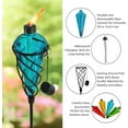 thumbnail image 2 of Westcharm 4 Pack 60 Inch Glass Garden Torch Light with Swirling Metal Ground Pole - Burning Citronella Torch Fuel | Outdoor Lighting for Party Patio Pathway Garden Garden Décor - Green, 2 of 10