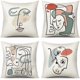 thumbnail image 1 of Juego de fundas de cojín de 4 fundas de almohada cuadradas decorativas de lino, funda de almohada de 45x45cm para decoración del hogar, sofá, dormitorio, coche (cara abstracta, fun, 1 of 4
