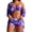 purple, variant on Women's 3 Piece Printed Swimsuit Set Drawstring Bikini Top Boyshort Cover Up Kimono Long Sleeve Beach Bathing Suit