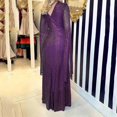 thumbnail image 6 of HJYCHN Elegant Sequin Beaded Evening Gown with Long Sleeves and V-Neck for Wedding Guest formal Occasions Purple M, 6 of 6