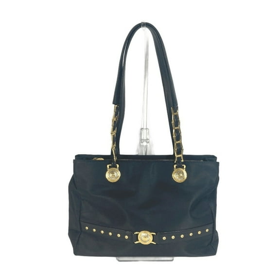 Pre-Owned Versace Sunburst Sun God Tote Bag, Chain Shoulder Nylon, Women's, Black (Fair)