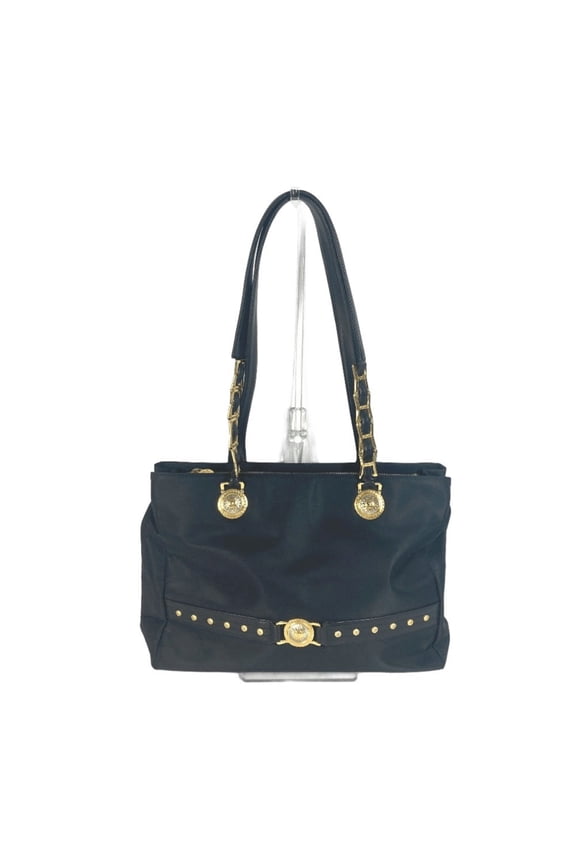 Pre-Owned Versace Sunburst Sun God Tote Bag, Chain Shoulder Nylon, Women's, Black