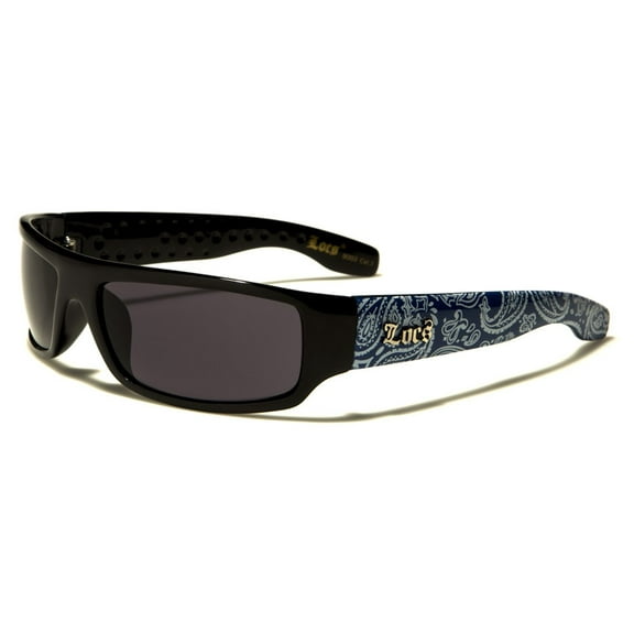Locs Gangster Mad Dog BLUE Shades Narrow Rectangle Sunglasses BLUE Bandana Free Shipping