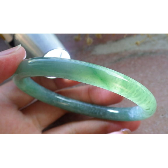 Icy Green Natural A JADE Jadeite Circle Bangle Bracelet 58 mm 683916 TN