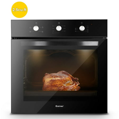 Costway 24'' Electric Built-In Single Wall Oven 220V Tempered Glass Push Buttons (Best 24 Wall Oven)