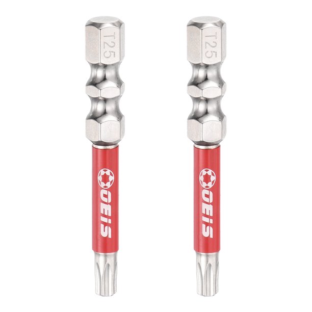 Uxcell 2 piezas de destornillador Torx TT25 1/4" hexagonal de 2" (50 mm) magnético, a prueba de manipulaciones, brocas de estrella de 6 puntos, destornilladores industriales de acero S2.