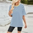 thumbnail image 6 of Crewneck Striped T Shirt 2025 Womens Summer Tops Casual Plus Size Short Sleeve Tops for Women, 6 of 6