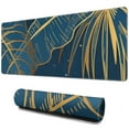 thumbnail image 1 of Elegant XL Extended Large Gaming Mouse Pad with Teal Tropical Leaves Design - Waterproof, Non-Slip, Stitched Edge, Perfect for Computer Keyboard, Laptop, Office Work - 31.5 x 11.8 Inch, 1 of 7