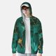 thumbnail image 2 of Balery Green Gold Glitter Sudadera ligera de manga larga con capucha y protección solar UPF 50+ para hombre y mujer, ideal para pesca y running-Small, 2 of 7