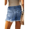 thumbnail image 5 of KISSMODA Shorts with Pockets Ripped Denim Jeans for Women Cuffed Stretchy Casual Blue M, 5 of 6