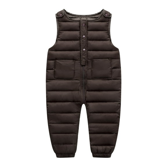 ATOGUTA Boys Girls Winter Snowsuit Sleeveless Romper Outwear Kids Jumpsuit Down Coat Jacket Size 1T-6, Brown