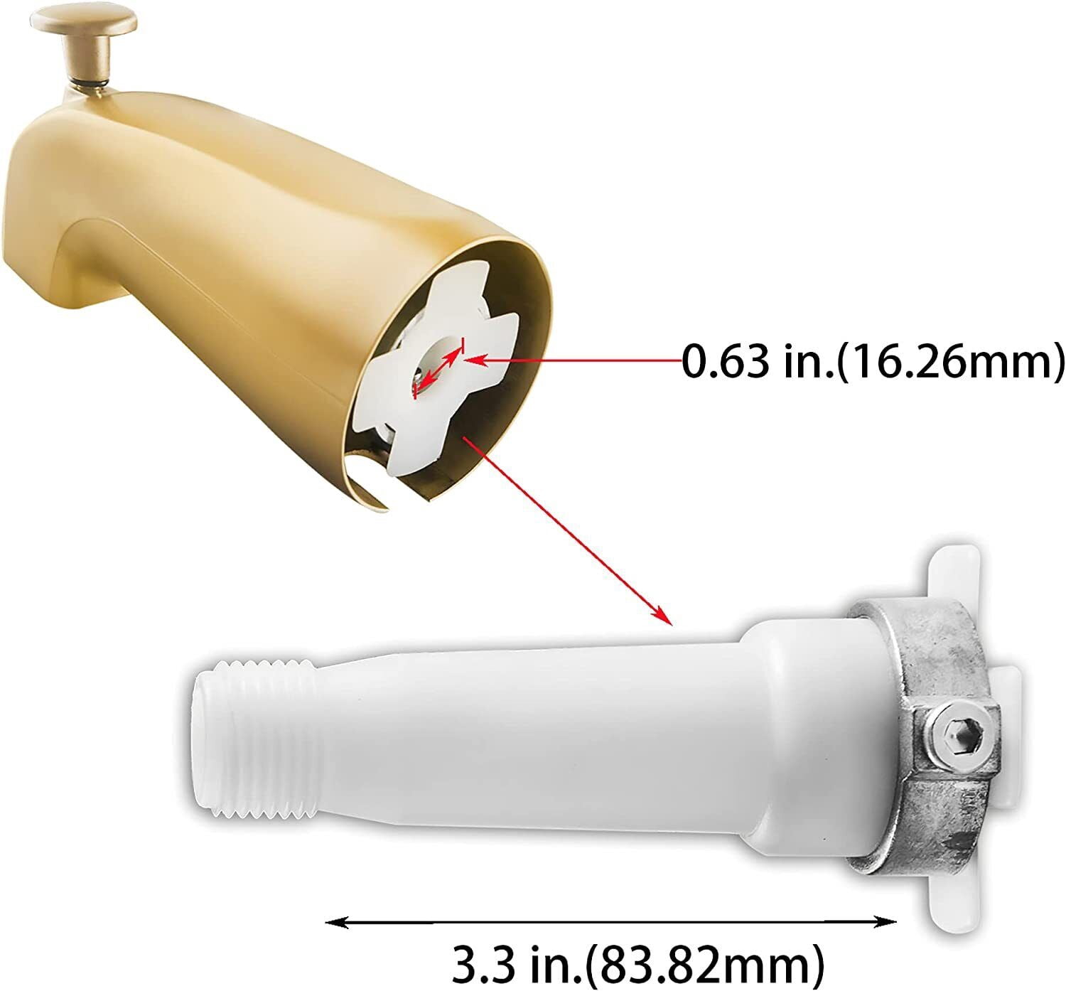 Slip On 4 1/2" Copper Pipe Universal Bathroom Tub Spout w/ Diverter Heavy Duty
