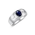 thumbnail image 3 of RYLOS Men's Rings 14K White Gold Classic 8X6MM Oval Gemstone &  Diamond Ring Sapphire September Birthstone Rings For Man Gold Rings Size 8, 3 of 7